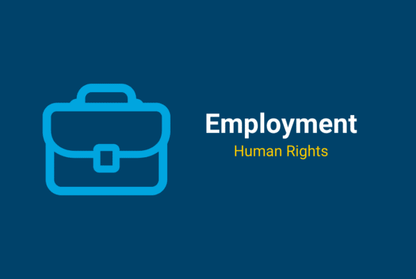 Icon of a briefcase beside text that reads "Employment: Human Rights"